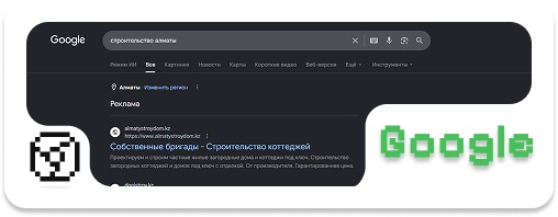 Пример поисковой рекламы Google